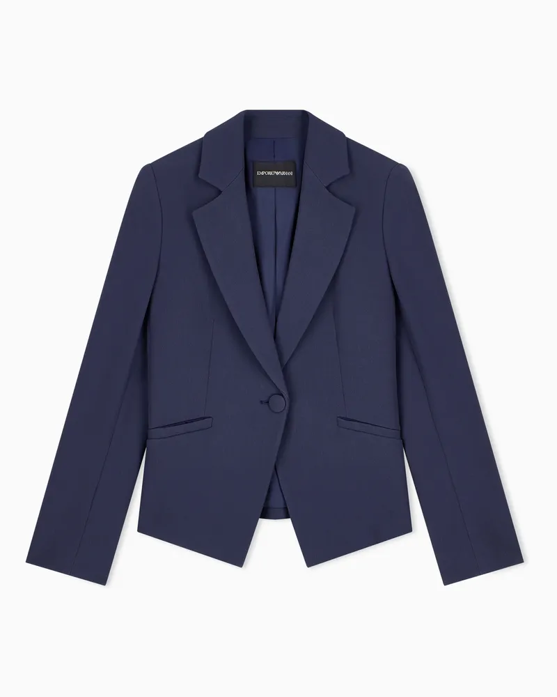 Emporio Armani Giacca crepe in cady monopetto con revers Blu