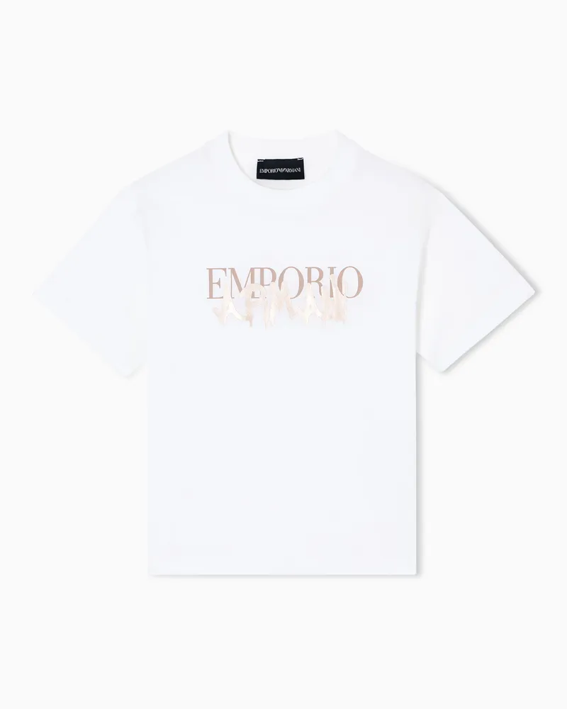 Emporio Armani T-shirt jersey mercerizzato stampa logo vernice Bianco