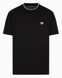 Emporio Armani OFFICIAL STORE T-shirt Con Micro Aquila Bicolore In Jersey Misto Lyocell Asv Nero