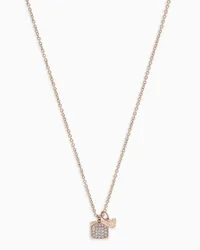 Emporio Armani OFFICIAL STORE Collana Con Pendente In Acciaio Inossidabile Tonalità Oro Rosa Con Cristalli Incastonati Oro