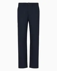 Emporio Armani OFFICIAL STORE Pantaloni Con Vita Arricciata In Seersucker Tecnico Super Leggero Blu