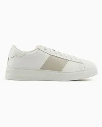 Emporio Armani OFFICIAL STORE Sneakers In Pelle Con Dettaglio Logato Beige