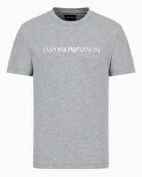 Emporio Armani OFFICIAL STORE T-shirt In Jersey Pima Con Stampa Logo Grigio