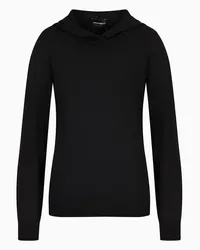 Emporio Armani OFFICIAL STORE Maglione Con Cappuccio In Pura Lana Vergine Nero