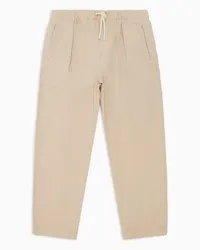 Emporio Armani OFFICIAL STORE Pantaloni Con Coulisse E Pinces In Misto Viscosa Beige