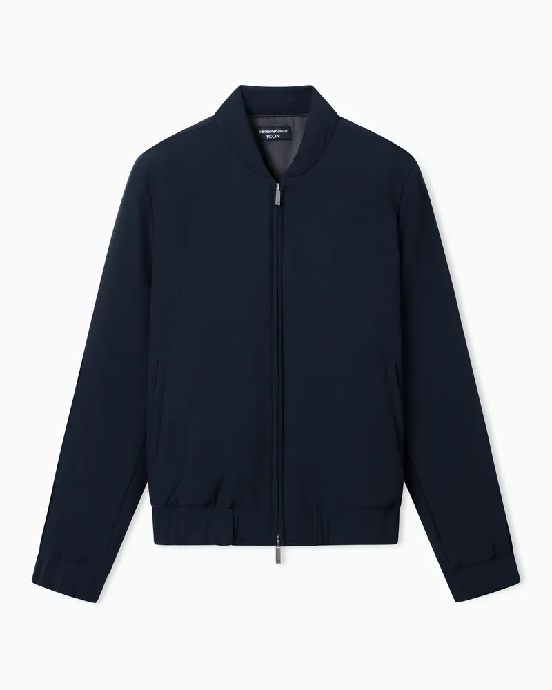 Emporio Armani Blouson in jersey crepe effetto piquet 3D Icon Blu
