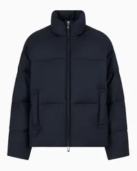 Emporio Armani OFFICIAL STORE Piumino Full Zip In Twill Misto Lana Trapuntato Blu