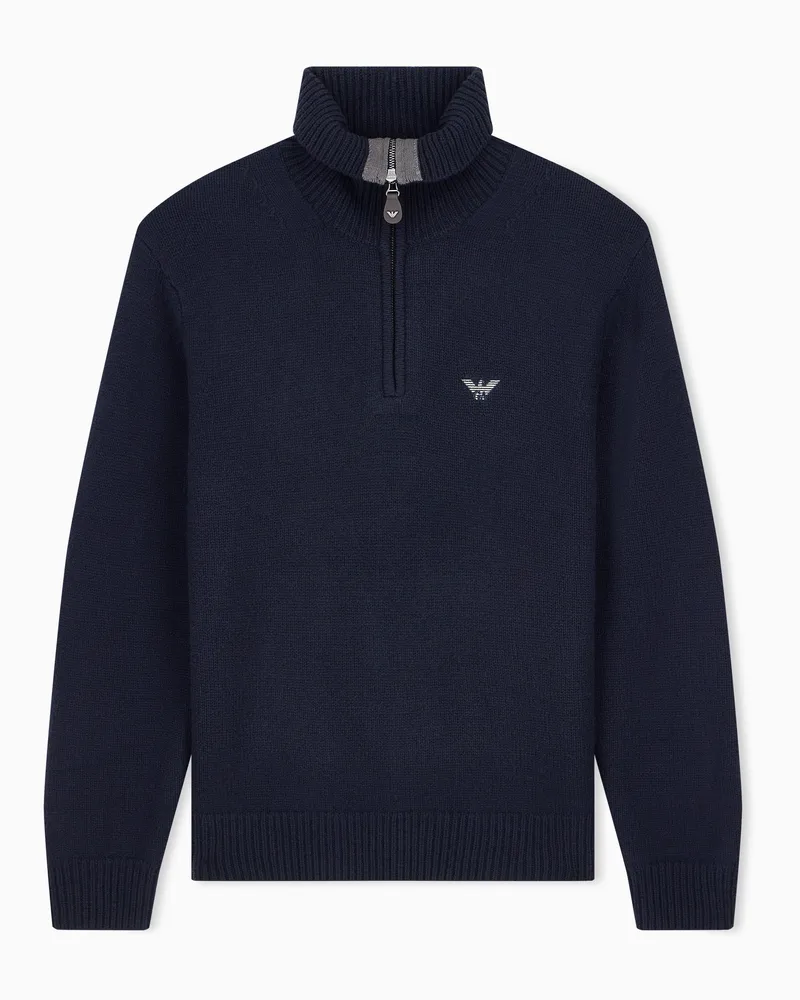 Emporio Armani Maglione in lana vergine rasata Capsule Hong Kong Blu