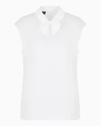 Emporio Armani OFFICIAL STORE Blusa Con Collo Fiocco In Satin Bianco