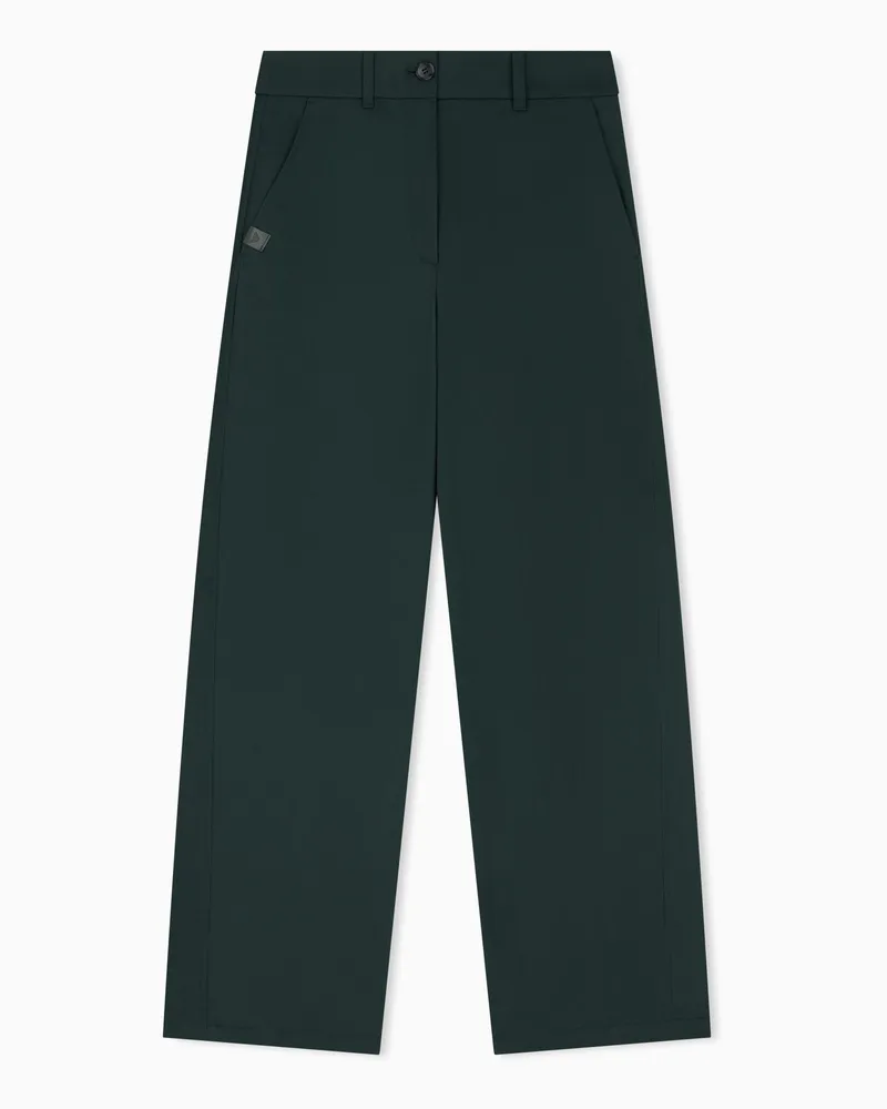 Emporio Armani Pantaloni in cotone spazzolato con etichetta in pelle Verde