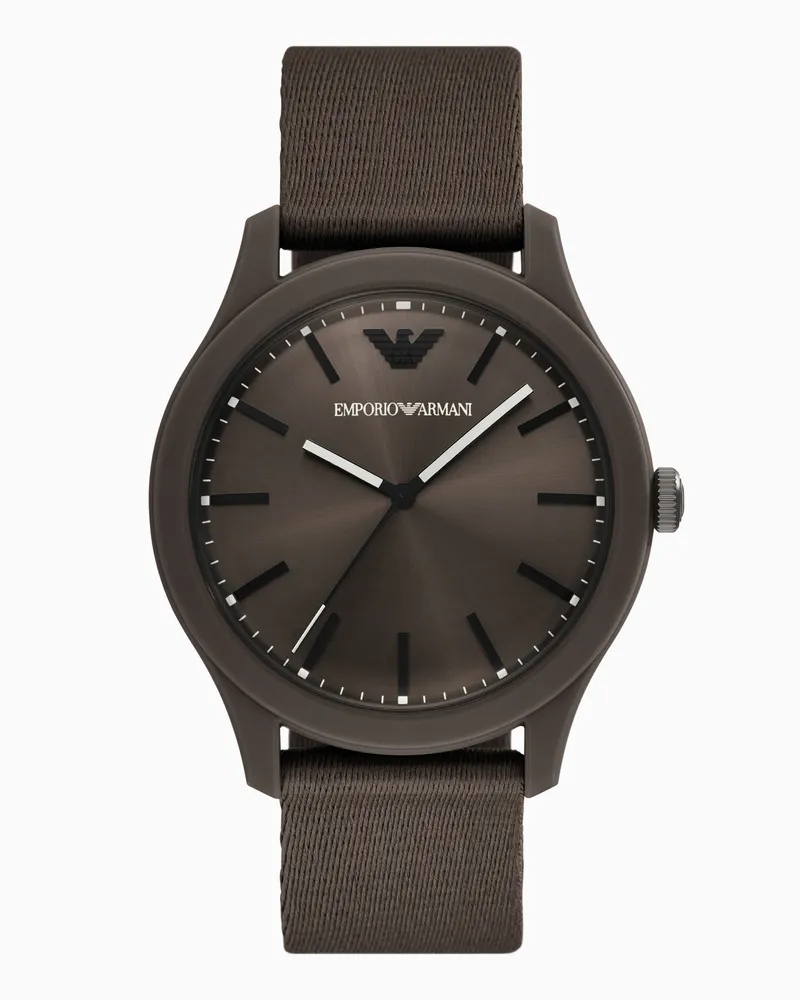 Emporio Armani Orologio in tessuto di nylon #tide ocean material® a tre lancette color marrone Multicolore