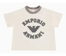 Emporio Armani OFFICIAL STORE T-shirt In Jersey Con Ricamo Maxi Logo Asv Bianco