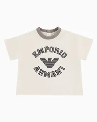 Emporio Armani OFFICIAL STORE T-shirt In Jersey Con Ricamo Maxi Logo Asv Bianco