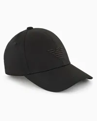 Emporio Armani OFFICIAL STORE Cappello Baseball Beachwear Con Ricamo Aquila A Rilievo Nero