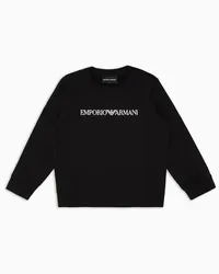 Emporio Armani OFFICIAL STORE Felpa In Jersey Misto Modal Con Logo Nero