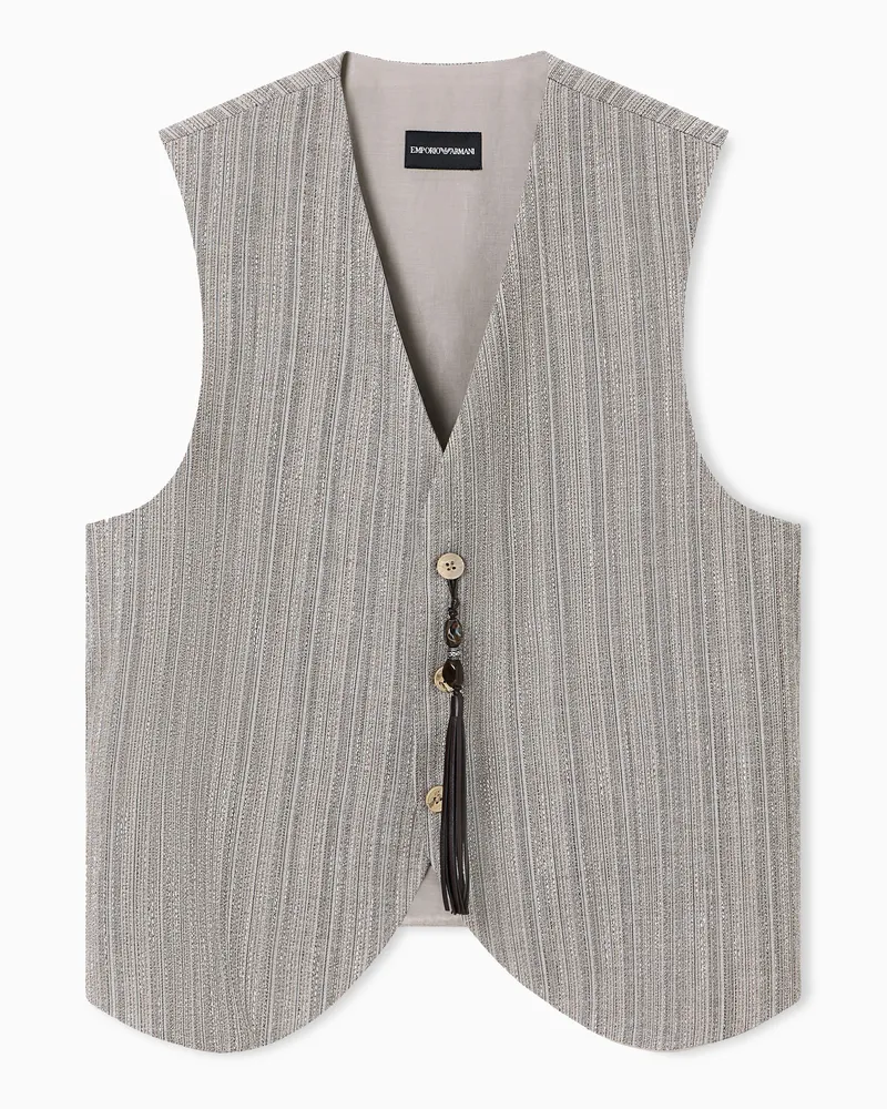 Emporio Armani Gilet in tessuto jacquard multiriga jaspé effetto 3D Marrone