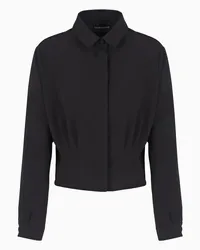 Emporio Armani OFFICIAL STORE Camicia Cropped In Tessuto Crepe Riciclato Con Martingala Asv Nero