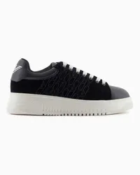 Emporio Armani OFFICIAL STORE Sneakers In Velluto Monogram Nero