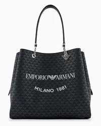 Emporio Armani OFFICIAL STORE Shopper Eagle All Over Con Charm Aquila Nero