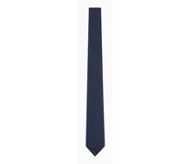 Emporio Armani OFFICIAL STORE Cravatta In Pura Seta Jacquard Bicolore Spigato Blu
