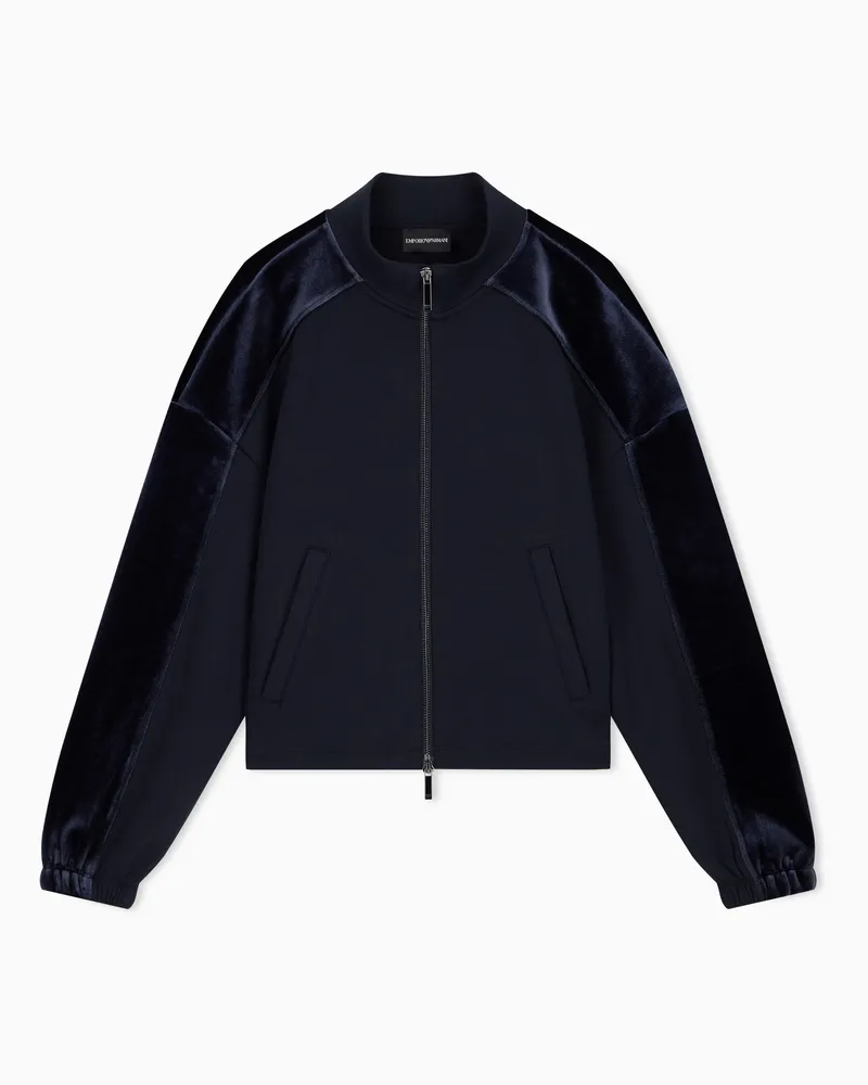 Emporio Armani Blouson in double jersey con tape ciniglia Travel Essential Blu
