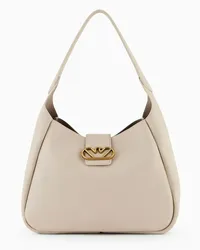 Emporio Armani OFFICIAL STORE Borsa A Spalla Hobo In Pelle Con Fibbia Aquila Beige