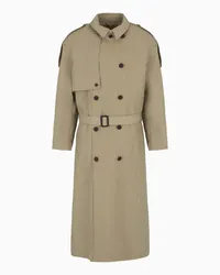 Emporio Armani OFFICIAL STORE Trench Doppiopetto Con Cintura In Twill Tecnico Beige