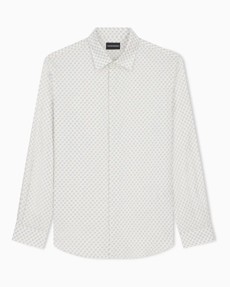Emporio Armani Camicia regular in cotone satin con stampa allover Fantasia