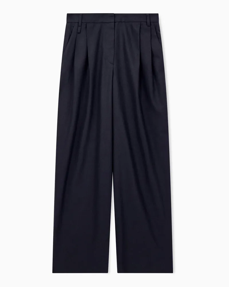 Emporio Armani Pantaloni con pinces in flanella di lana Capsule Signature Blu