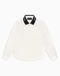 Emporio Armani OFFICIAL STORE Camicia Con Collo In Maglia Logato Bianco