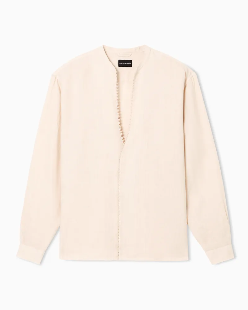Emporio Armani Camicia in puro lino tinto capo Beige
