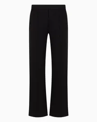 Emporio Armani OFFICIAL STORE Pantaloni Con Nervature E Fondo Elastico In Double Jersey Nero