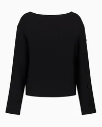 Emporio Armani OFFICIAL STORE Blusa In Tecno Cady Con Bottoni Su Manica Nero