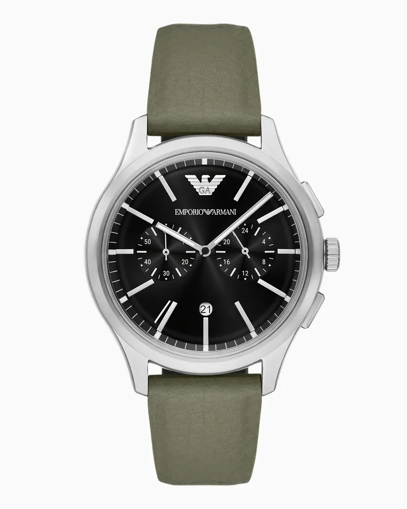 Emporio Armani Orologio cronografo con cinturino in pelle verde Multicolore