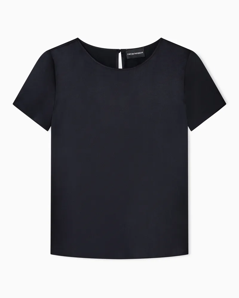 Emporio Armani Blusa a maniche corte in raso di seta Nero