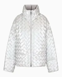 Emporio Armani OFFICIAL STORE Giubbotto Full Zip In Tessuto Tecnico Intrecciato Argento