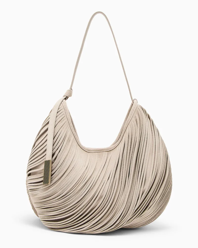Emporio Armani Maxi borsa a spalla in crosta laser cut Beige