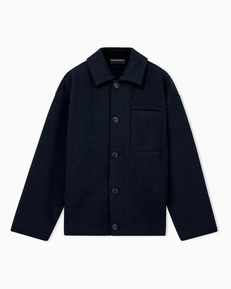 Emporio Armani Blazer in jersey jacquard con taschino applicato Blu