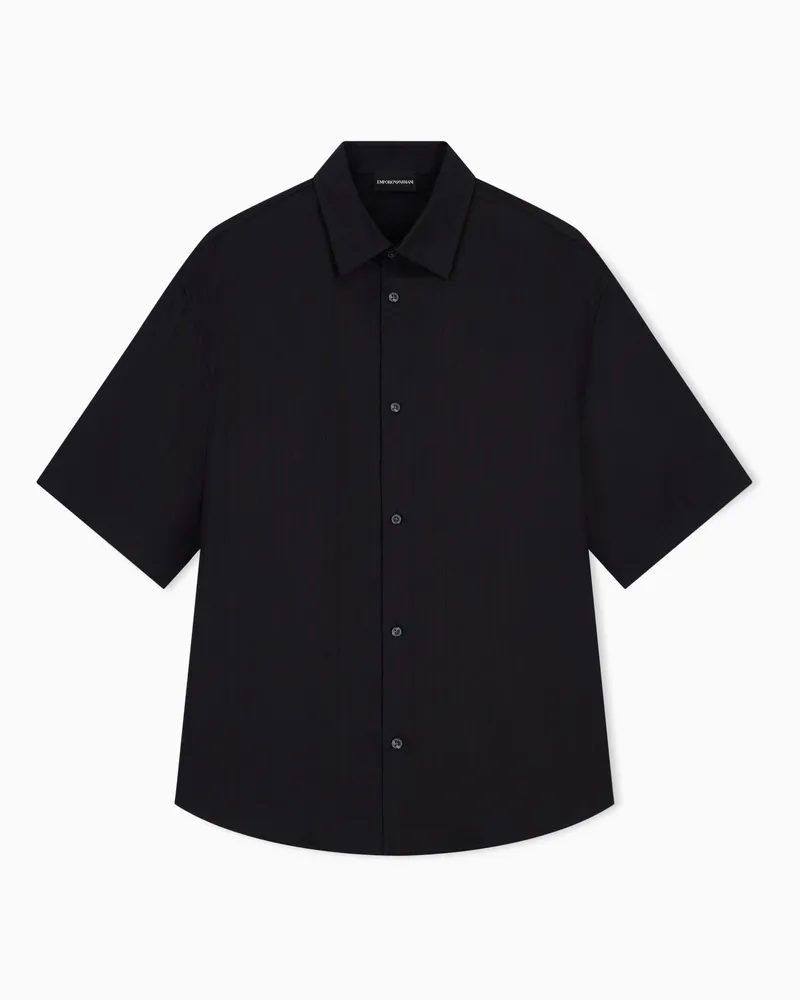 Emporio Armani Camicia regular fit in lyocell jacquard Nero