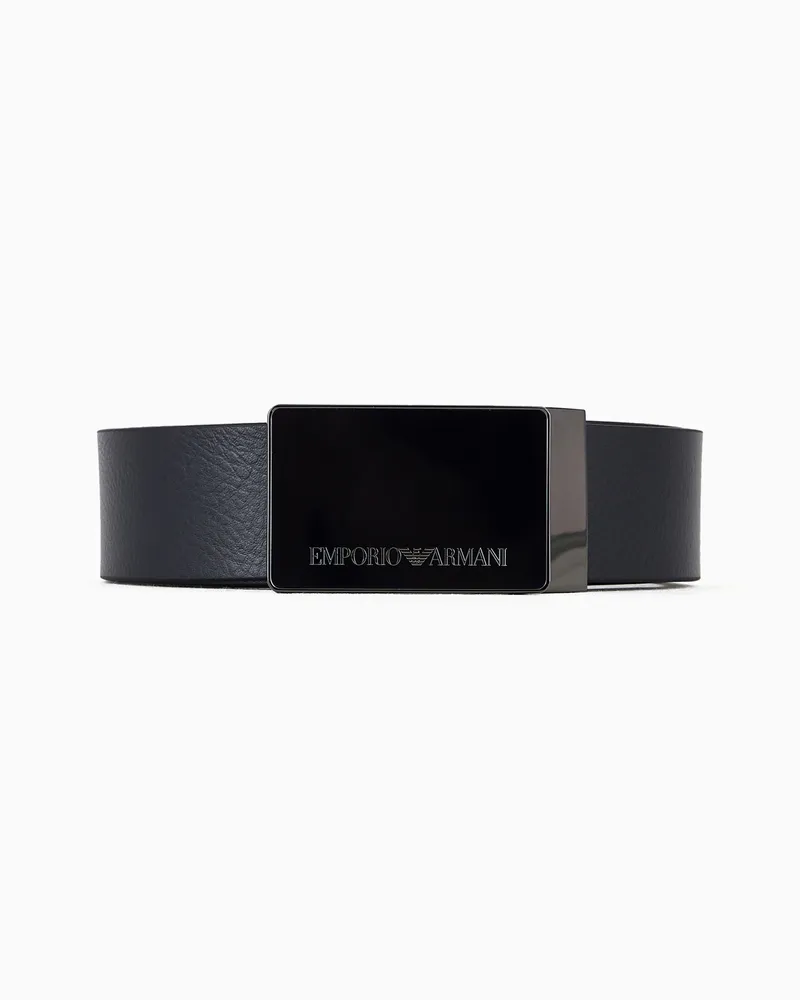 Emporio Armani Cintura in pelle granata con placca Blu