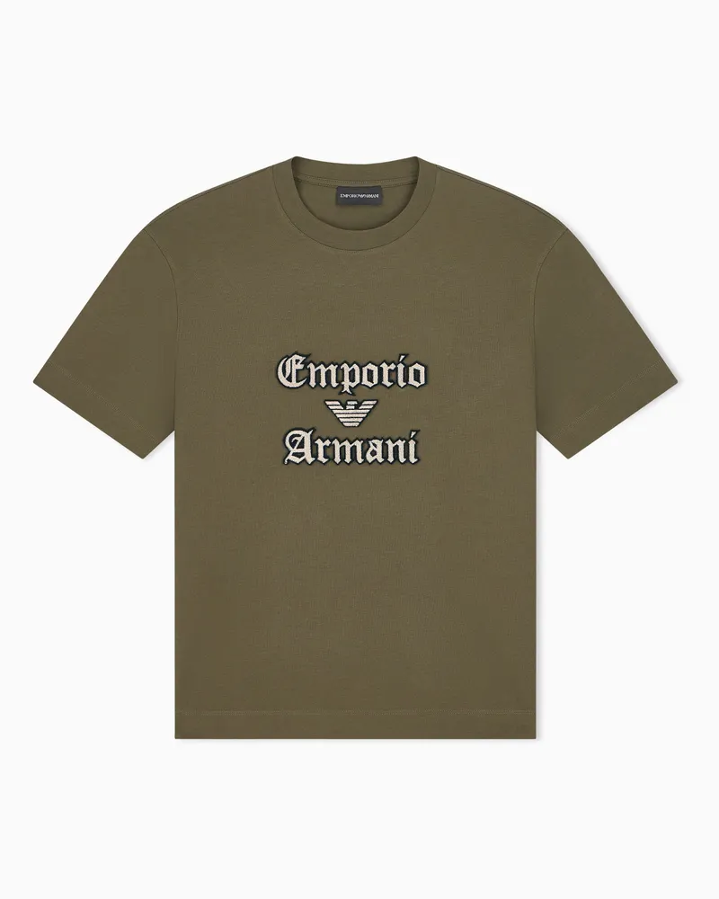 Emporio Armani T-shirt in jersey heavy con logo a rilievo soft Verde