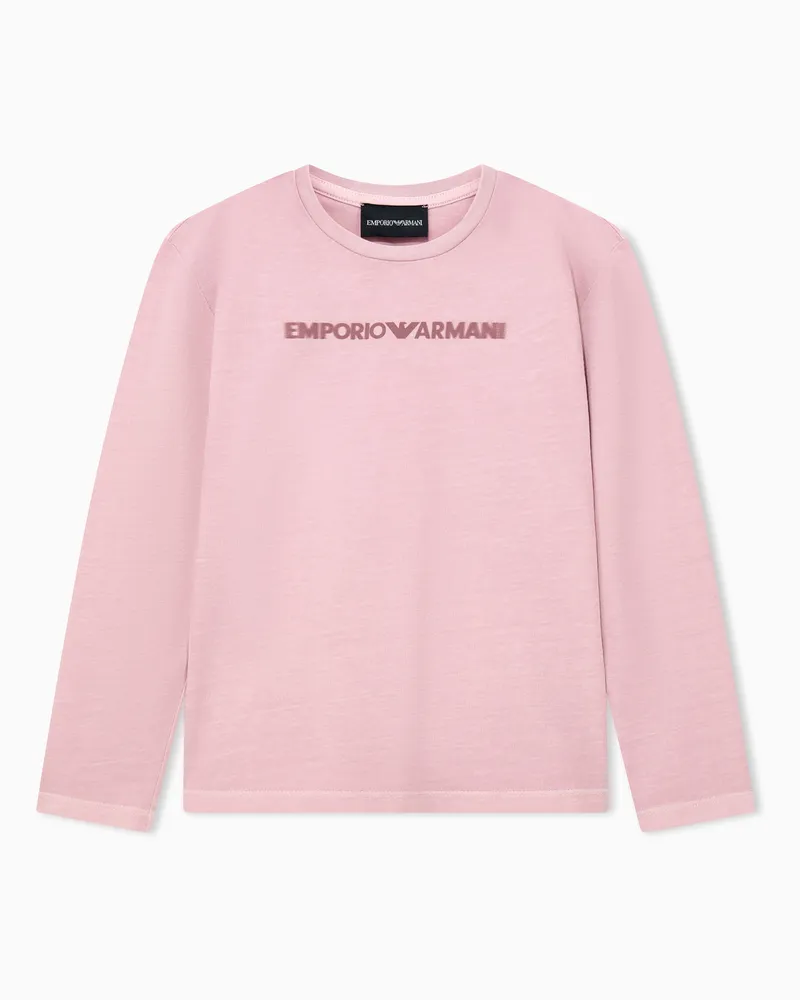 Emporio Armani T-shirt in jersey di cotone pesante delavé Rosa