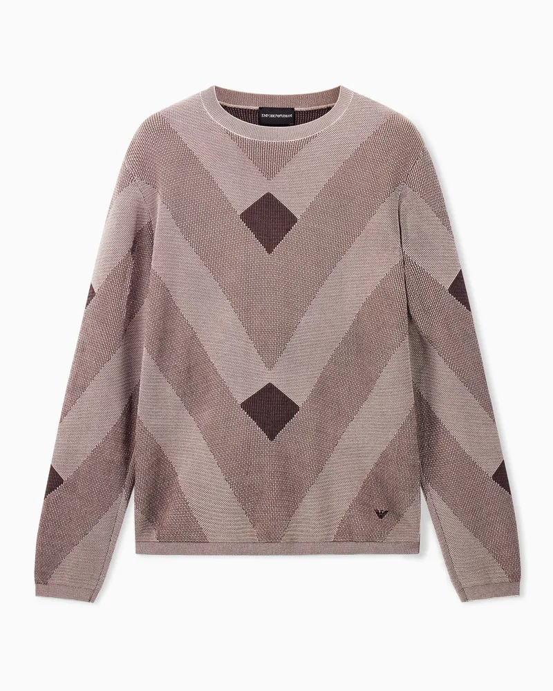 Emporio Armani Maglione fantasia jacquard diagonale Capsule Signature Beige