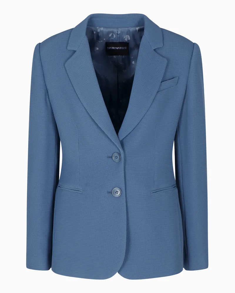 Emporio Armani Blazer monopetto in tessuto tecnico trama wafer ASV Azzurro