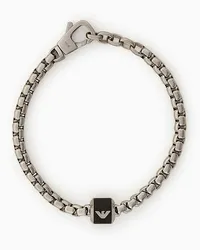 Emporio Armani OFFICIAL STORE Bracciale A Catena In Marmo Nero Argento