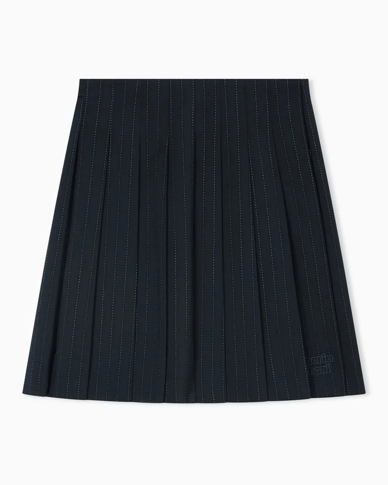 Emporio Armani Gonna a pieghe in misto lana gessata Blu