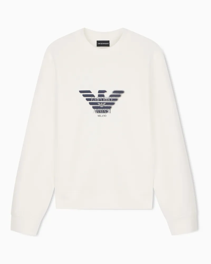 Emporio Armani Felpa in double jersey con logo Bianco