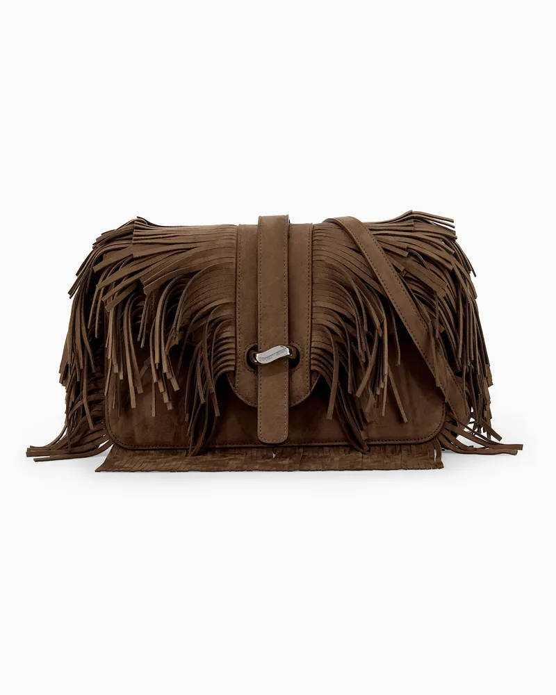 Emporio Armani Borsa a spalla con frange Capsule Boteh Beige