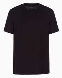 Emporio Armani OFFICIAL STORE T-shirt In Jersey Mercerizzato Jacquard Eagle All Over Nero