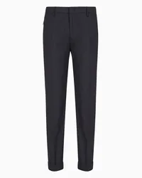 Emporio Armani OFFICIAL STORE Pantaloni Chino In Tessuto Micro Operato Con Risvolto Nero